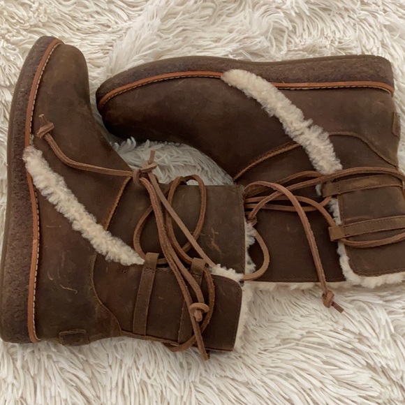 Ugg Luisa Brown Leather Winter Boot Sz 7 - 3463 - Picture 2 of 12